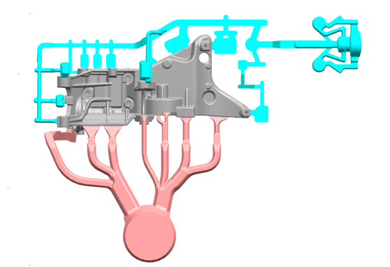 Oil Cooler Bracket Gating and Exhaust System