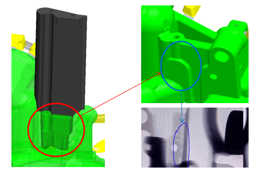 defeito de retração devido a um arrefecimento deficiente shrinkage defect due to poor cooling